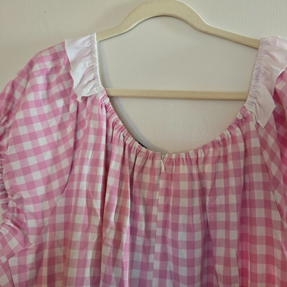 Dangerfield Curve Picnic Party Ruffle Dress Size 22 Pink Gingham Plus Size Cute - Picture 12 of 16